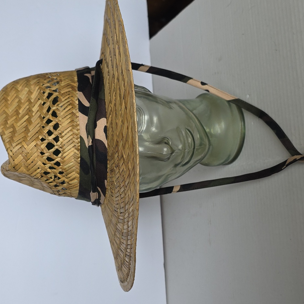 Woven Dorman Pacific Straw Spring/Summer Hat with Green and Tan Camo Strap